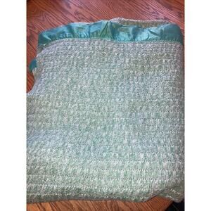 Waffle Blanket With Satin trim Green 64x78